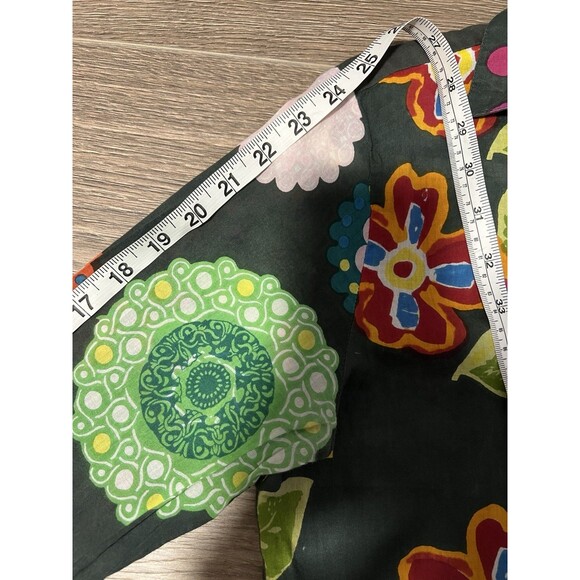 Desigual Women's Large Floral Artsy Button Down Blouse Multi Colored Embroidered - Picture 12 of 12